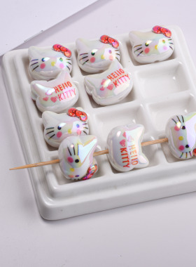 高货uv镀彩印花kitty猫直孔亚克力diy手机链手工包挂饰品材料配件