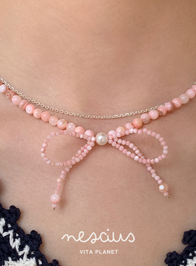 nescius蝴蝶斑影天然石串珠项链