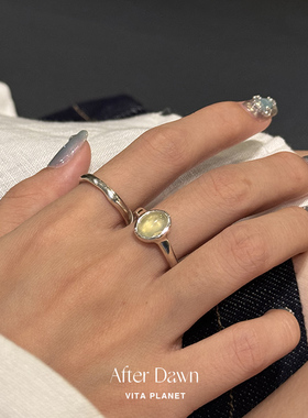 After Dawn韩国设计师 天然石纯银戒指原创小众设计高级日常指环