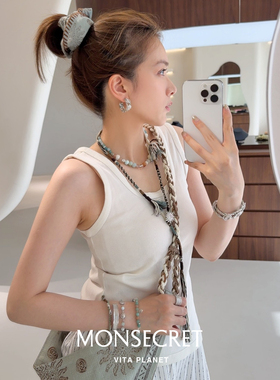 MONSECRET日出波光旭日流浪项链天然石串珠编绳项链夏日小众设计