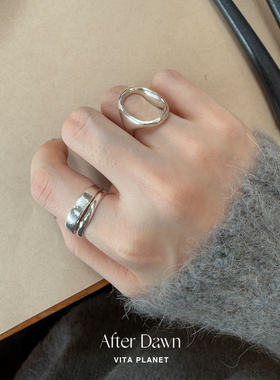 韩国After Dawn 椭圆镂空戒指925银原创小众设计气质轻奢银饰指环