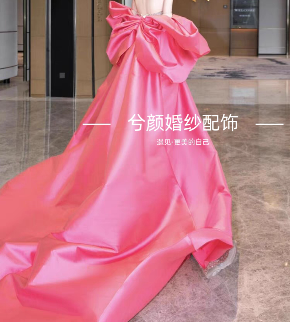 西瓜红高级手袖披风 拍照大片氛围感拉满蝴蝶结拖尾飘带手袖披风