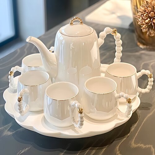 高档陶瓷茶具套装家用客厅水杯水具乔迁新居结婚茶壶茶杯轻奢水具 - 图2