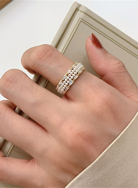 女指环高级感重工珍珠戒指