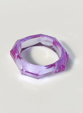 亮彩新潮刻面钻石面透明水晶清晰刻面手镯不规则切面菱手环夸张