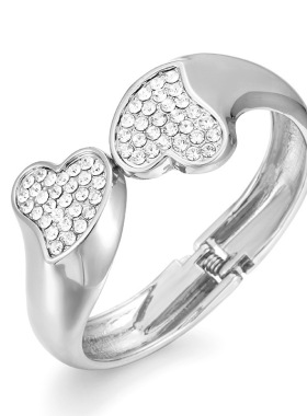 欧美手镯原创设计钻石爱心女生手镯精致轻奢风金色外贸合金手饰品