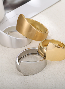 手镯个性金色e人手镯女Bangles欧美复古外贸夸张合宽面手镯旅游