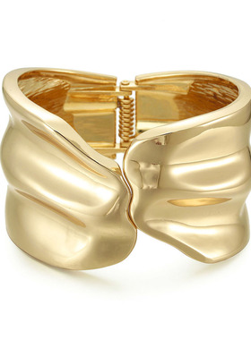 e人手镯高级感新潮外贸欧美个性金合金电镀开口不掉色女手镯旅游