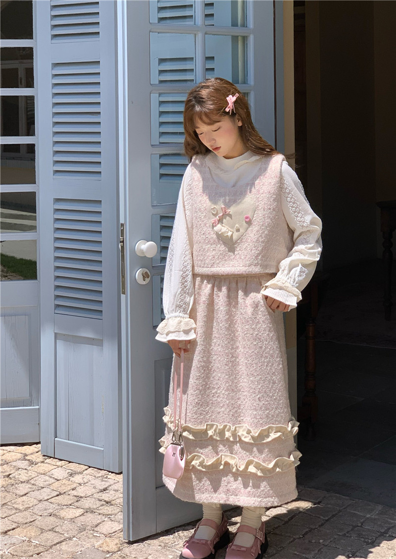 蛋包饭餐厅 粉色立体爱心少女马夹背心秋冬外搭马甲设计感小众,淘宝优惠券,粉丝福利购,淘宝优惠卷