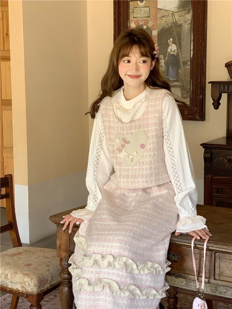 蛋包饭餐厅 粉色立体爱心少女马夹背心秋冬外搭马甲设计感小众,淘宝优惠券,粉丝福利购,淘宝优惠卷