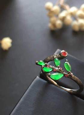 树枝镶嵌不掉色原创设计风戒指