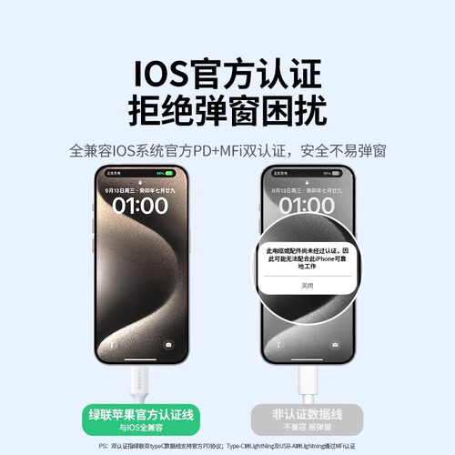 绿联充电宝短数据线双typec手机充电线适用苹果16iPhone17promax14华为小米usbc转PD快充电超短款专用ctoc口 - 图2