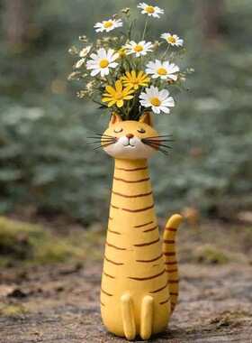 Handmade quirky cat-shaped vase古怪猫花瓶家居装饰品摆件