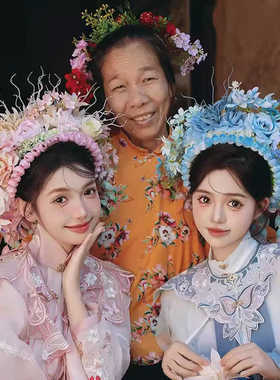 新款女簪花头饰成品泉州民族风