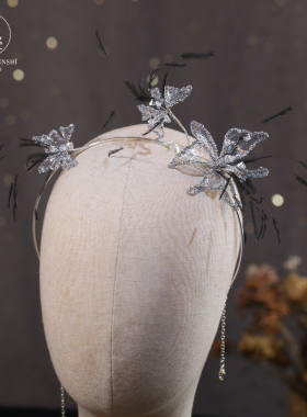 小众梦幻黑色羽毛蝴蝶项圈