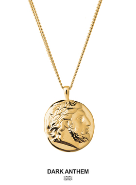 新品欧美古币银男女款吊坠项链