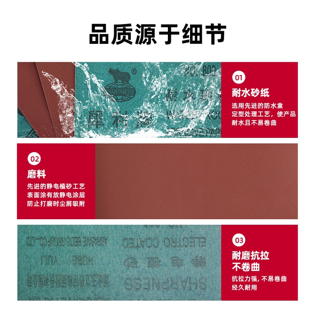 Sharp brand water-resistant sandpaper for metal sheet metal polishing