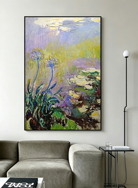 可班手绘油画莫奈百子莲入户挂画