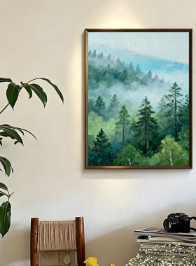 可班手绘油画翠峰纳吉玄关挂画