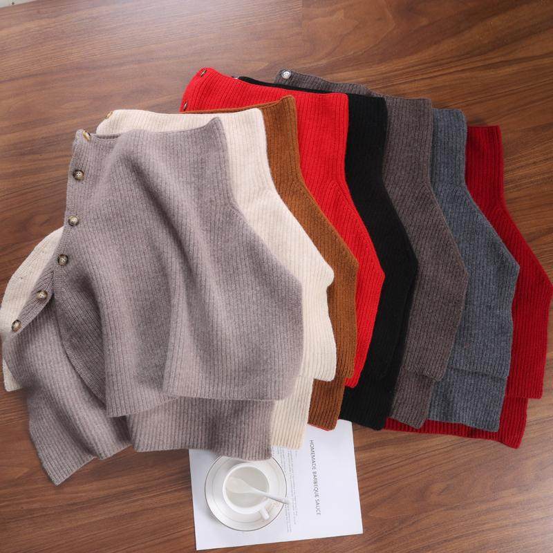 时髦100纯羊毛披肩斗篷外搭高领纽扣围脖百搭针织假领保暖围巾女,淘宝优惠券,粉丝福利购,淘宝优惠卷