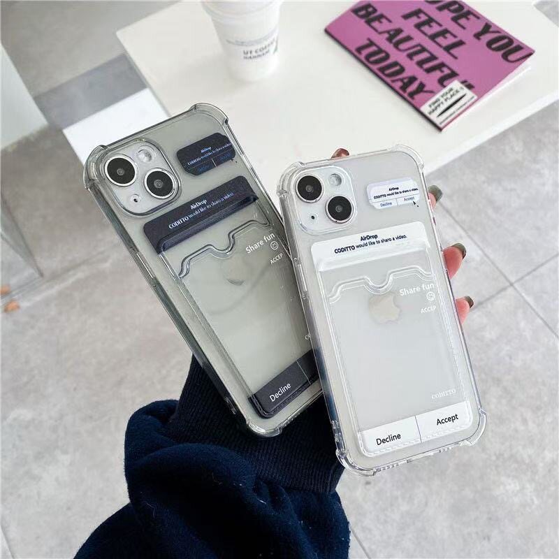 ins风隔空投送定制照片适用苹果16/15手机壳iphone14/13保护壳11/12卡套xr硅胶7/8plus防摔xsmax拍立得可插卡
