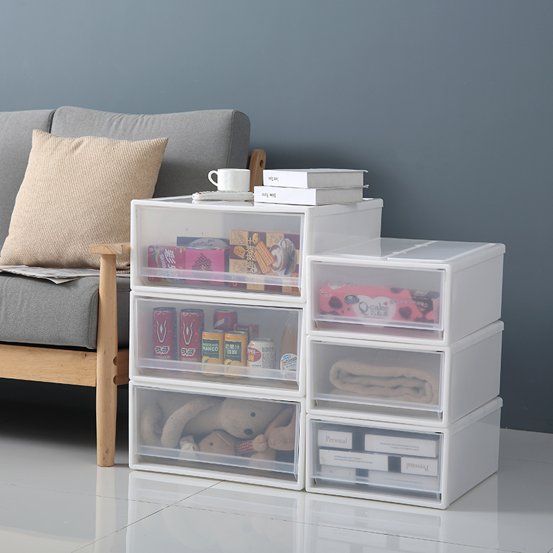 Drawer type storage box plastic transparent wardrobe storage - 图0