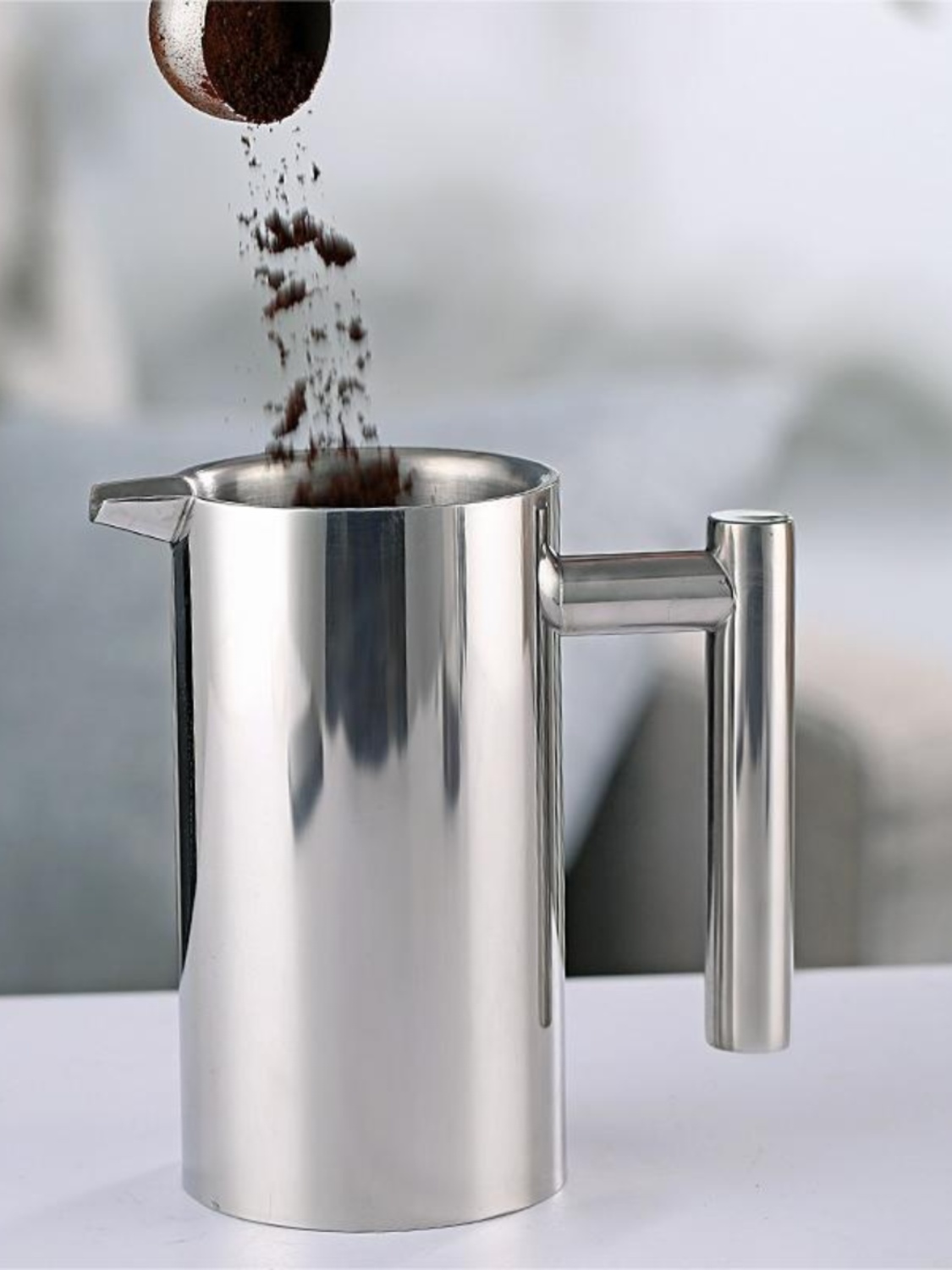 French Press Coffee Maker 304 Grade Stainless Steel Silver - 图2