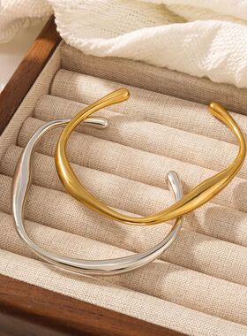 Sainless Seel Charm Bangles for Women Minimalism Fashion Cou