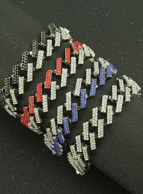 Fashionable zinc alloy bracelet, hip-hop chain, full diamond