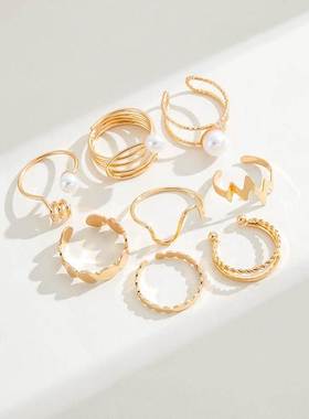 8pcs Vintage Imitation Pearl Jewelry for Women Luxury Geomet