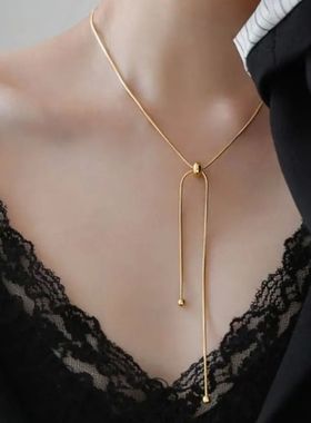 Personalized Snake Chain Adjustable Y Necklace for Woman Cla