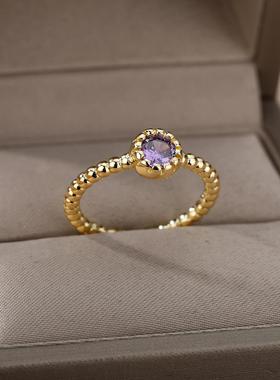 Stainless Steel BirthStone Rings For Women Gold Color Adjust