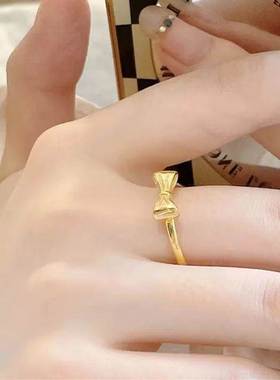 2024 rend Vintage Gold Color Stainless Steel Bowknot Rings F