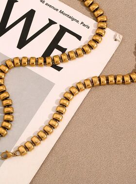 Elastic Bean Choker Necklace Bracelet Joint Chain 316L Stain