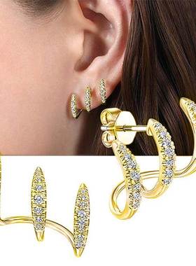 Silver Color Color Claws Stud Earrings with Crystal AAA CZ S