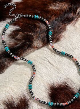 Colorful Bohemian Beaded Necklace for Women Short Neck Chain