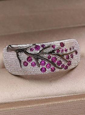 Luxury Silver Color Plum Blossom Branch Stones Cubic Zirconi