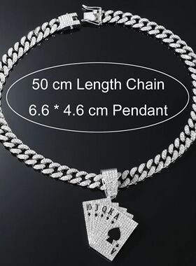 Fashionable hip-hop poker pendant necklace for men, cool and
