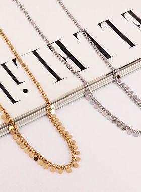 316L Stainless Steel Round Tassel Pendant Necklace For Women