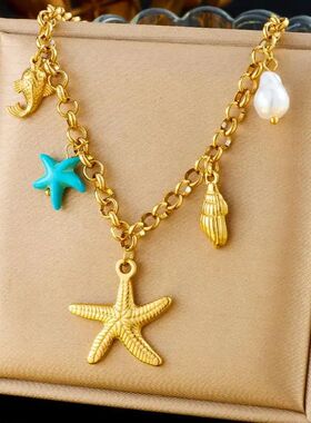 Ocean Syle Sarfish Shell Pendan Handmade Necklace for Women
