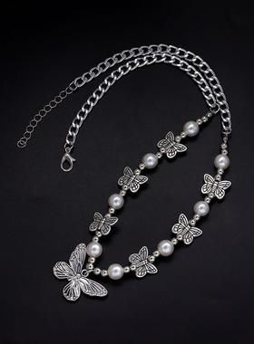 Gothic Butterfly Pendant Necklace for Women Choker Aesthetic