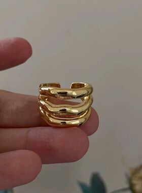 Stainless Steel Three-Layer Open Ring Geometric High-End Des