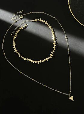 2Pcs/Se Irregular B Beaded Collarbone Necklaces for Women La