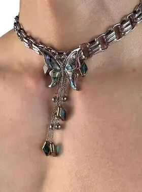 Fringe Butterfly Necklace Cyberpunk Style For Women Men's Je