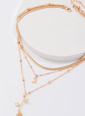 Bohemia Multilayer Moon Gold Color Pendant Necklaces For Wom