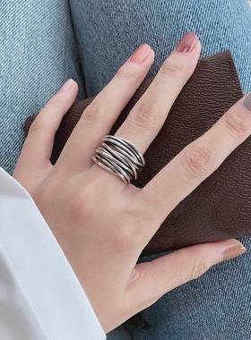 Silver Color Bijoux Simple Style Multilayer Line Finger Ring