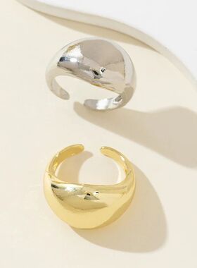 Simple Glossy Oval Open Ring for Women Exquisie Vinage Finge