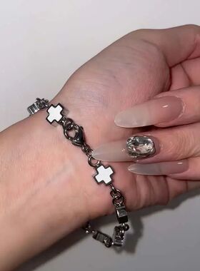 Punk Black Whie Cross Bracele Bangles for Men Women Fashion