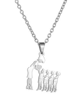 Mom Daughter Family Necklace Stainless Steel Chain Children