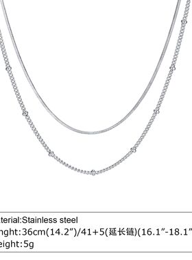 2 Pcs Necklace Set Stacked Jewelry Collection Silver Color W